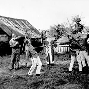 Boxgrove Tipteers, a local amateur group, in a fight scene, October 1936
