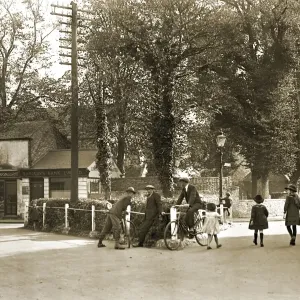 Print of Broadwater Street East, Worthing, showing shops and churchyard Print of Broadwater Street East, Worthing, showing shops and churchyard
