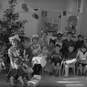 Childrens ward at St Richards Hospital, Chichester, 25 Dec 1961