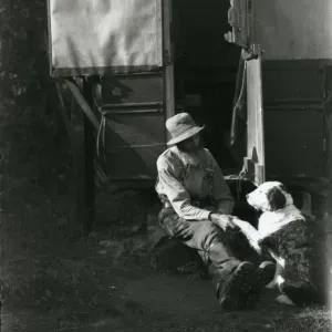 Gentleman with his dog in Bedham. September 1933 Gentleman with his dog in Bedham. September 1933