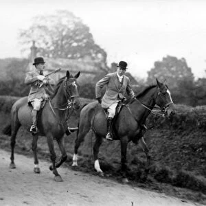 Two Gentlemen at Cowdray Cub Hunting Meet at Coates crossroads, 1933