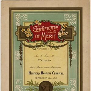 Henfield Hospital Carnival Certificate of Merit, 1910