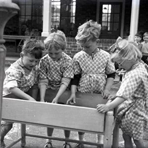 Nature lesson in Lancastrian Infants School, Chichester, May 1956