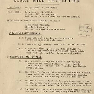 Notice on Clean Milk Production, issued in 1900 by the Director of Agriculture (William Lawson)
