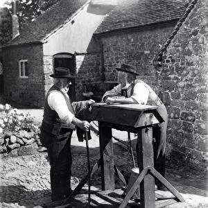 Two old men chatting over a well, Upperton, Sussex