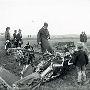 Onlookers Gathered Around Wreckage of German Bomber, East or West Wittering 1940