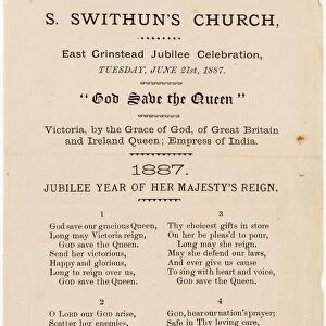 Printed Jubilee Version of God Save The Queen, 1887