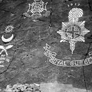 RSR 2 / 6th Battalion, Regimental crests carved on rock at Manzal