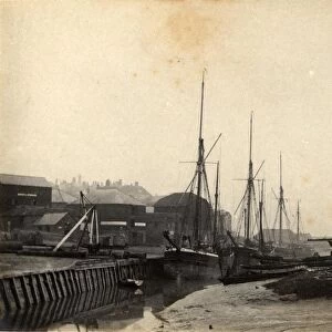 Rye: boats moored in Sussex Harbour, 5 November 1890