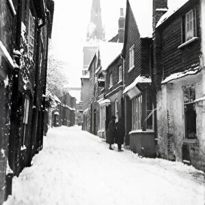 Snowy street scene, January 1940
