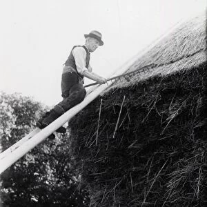 Thatching a rick at Fittleworth - October 1945