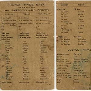 World War 1 English-French word-list for the Military Forces