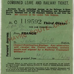 World War One Combined Leave and Railway Ticket, 1917