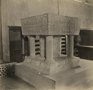 Church Prints: Aldingbourne Church Font, c. 1900