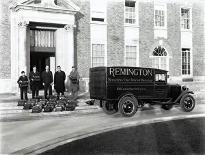 General Photographic Collection: Arrival of typewriters on the steps of County Hall, Chichester, 1930s
