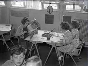 Chichester Photographic Collection: Art class at Lancastrian Infants School, Chichester, May 1956