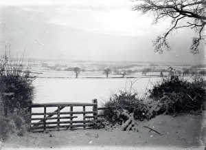 Five bar gate overlooking snowy fields at Upperton Way, February 1940 Five bar gate overlooking snowy fields at Upperton Way, February 1940