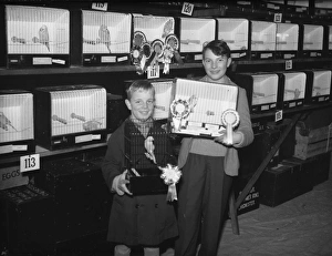 Happy Prints: Two boys displaying their budgerigars in competition