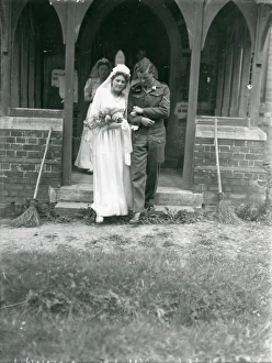Wedding Prints: Bride and Groom in church doorway, May 1947