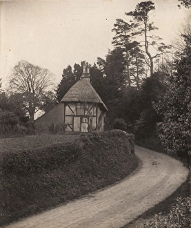 Brightling: thatched cottage on hill, 1908
