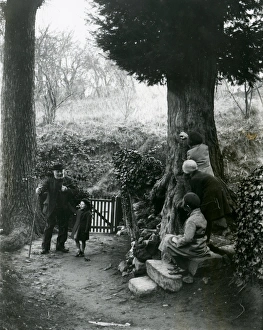 Children and country gentleman walking in the countryside, December 1935 Children and country gentleman walking in the countryside, December 1935