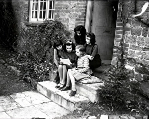 Children reading Churchill Letter - about 1942