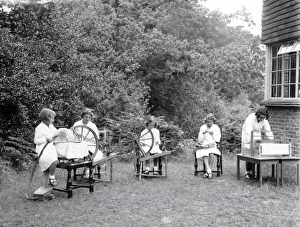 Craft Prints: Children spinning at West Chiltington - July 1939