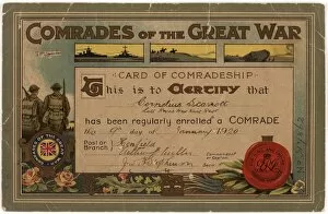 Additional Manuscript Collection: Comrades of the Great War Certificate 1920