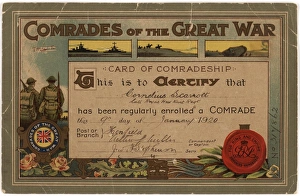 Comrades of the Great War Certificate 1920