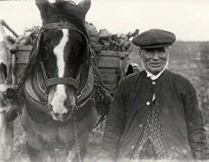 Bridle Prints: Elderly country gentleman with horse and cart, c1932