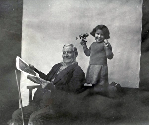 Beard Prints: Elderly gentleman and young girl with mistletoe