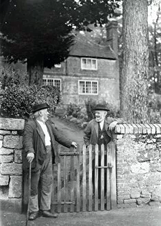 Images Dated 25th July 2013: Two elderly gentlemen chatting over a gate at Upperton, Sussex, 1935