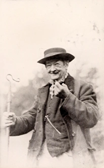 Farm Prints: Elderly shepherd with crook, 1925