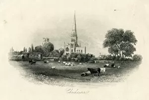Prints & Drawings Collection: Engraving of Chichester viewed from West, 19th Century