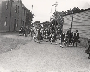 Evacuees approaching railway station, September 1939 Evacuees approaching railway station, September 1939