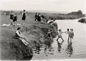 Rural Collection: Evacuees bathing at Pulborough, September 1939