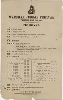 Victorian Prints: Events Poster for Queen Victorias Jubilee celebrations in Warnham, 1887