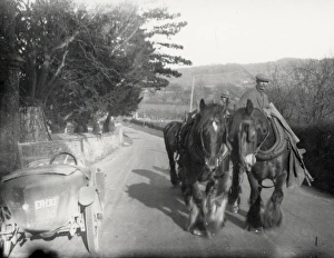 Lane Prints: Farmhorse being ridden home in Horsham Road, Petworth. March 1927