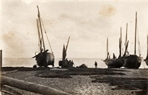 Fishing boats and nets hauled up onto the beach at Hastings, 6 November 1890 Fishing boats and nets hauled up onto the beach at Hastings, 6 November 1890
