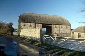 David Johnston Collection: Flint and brick barn at Binsted Nursery Farm, Walberton, West Sussex
