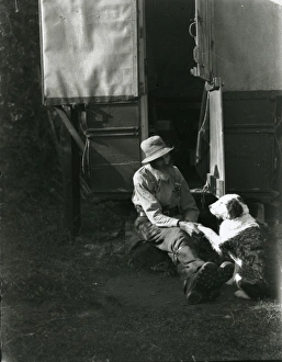 Gentleman with his dog in Bedham. September 1933