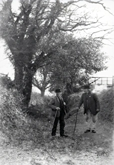 Beard Prints: Two gentlemen chatting in country lane at Upperton, Sussex, c1935