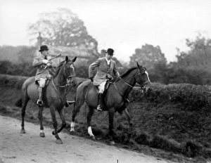 Hedge Prints: Two Gentlemen at Cowdray Cub Hunting Meet at Coates crossroads, 1933