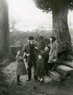 Beard Prints: Group chatting on footpath at Upperton, Sussex, December 1935
