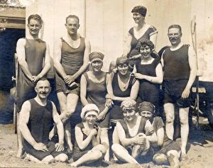 People Collection: Group of swimmers on Bognor beach, August 1920