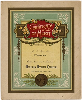 Nostalgia Prints: Henfield Hospital Carnival Certificate of Merit, 1910