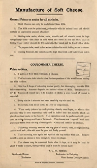 Food Prints: Instructions for the manufacture of soft cheese (Coulommier), c1925