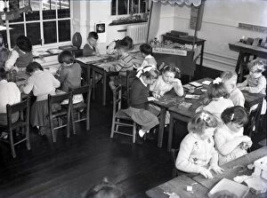 Chichester Photographic Collection: Lesson in a classroom of Lancastrian Infants School, Chichester, May 1956