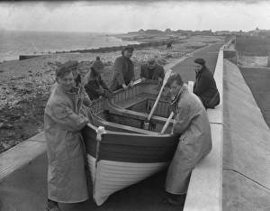 Lifeboat crew and shore boat, Selsey