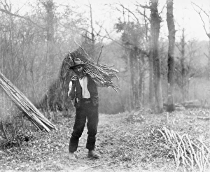 Man gathering wood in Kirdford, Sussex, April 1933